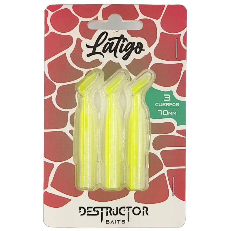 DESTRUCTOR BAITS LATIGO WHITE CHARTREUSE PACK 3 CUERPOS