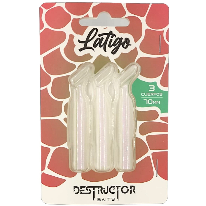 DESTRUCTOR BAITS LATIGO PINK FLASH RED HEAD PACK 3 CUERPOS