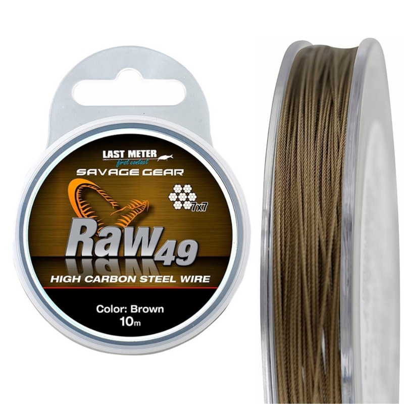 SAVAGE GEAR HILO ACERO RAW49 STEELWIRE 10MTS 0.36MM 11KG BROWN