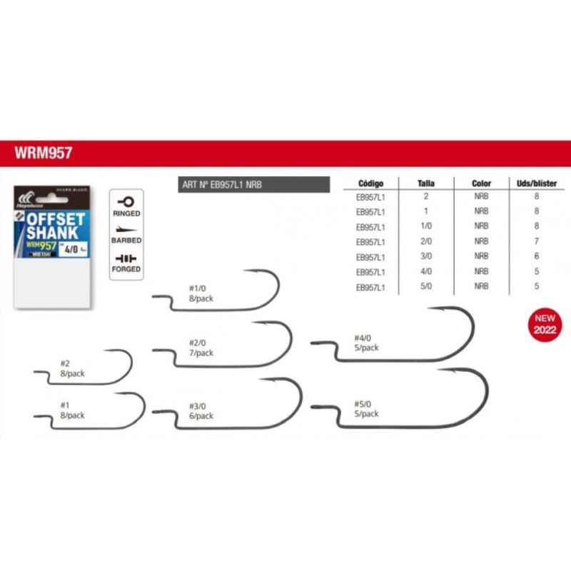 HAYABUSA ANZUELO RECTO WORM 957 OFFSET SHANK