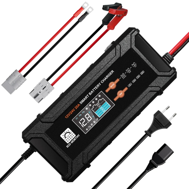 ECO-WORTHY CARGADOR INTELIGENTE LIFEPO4 Y LITIO 12V 20A / 24V 20A